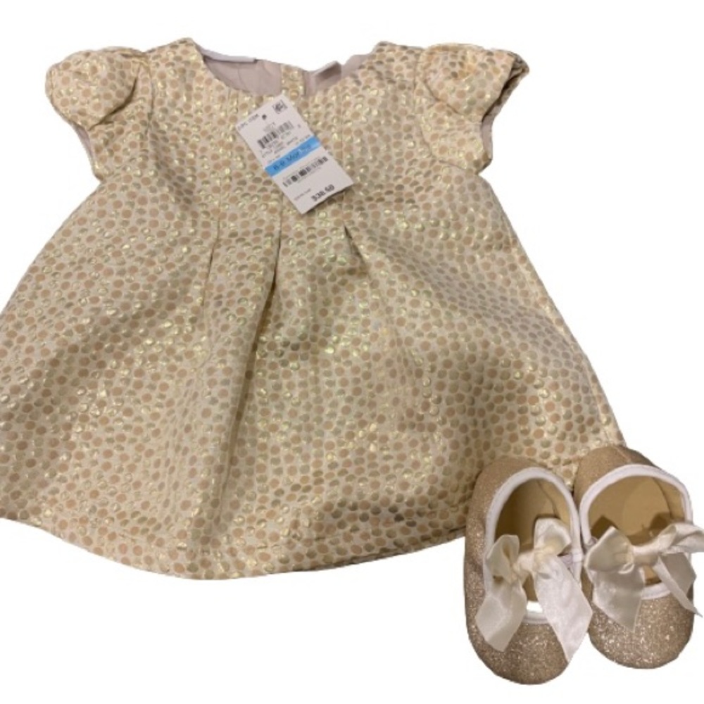 First Impressions Dress & Shoes Size 6-9M NWT